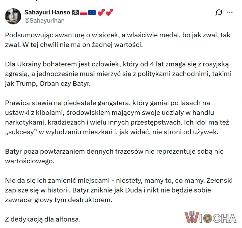 niestety, mamy to, co mamy. To odznaczenie straciło na wartości z chwilą nadania go Macierewiczowi