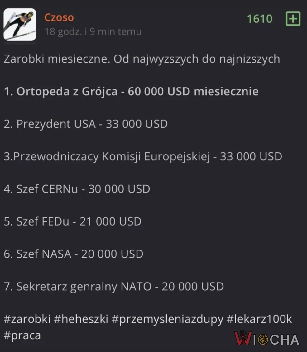 Największe miesięczne zarobki..