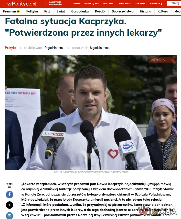 Szambo Tuska przebiera. Kolejni lekarze potwierdzają słowa Dr Jędrzejewskiego