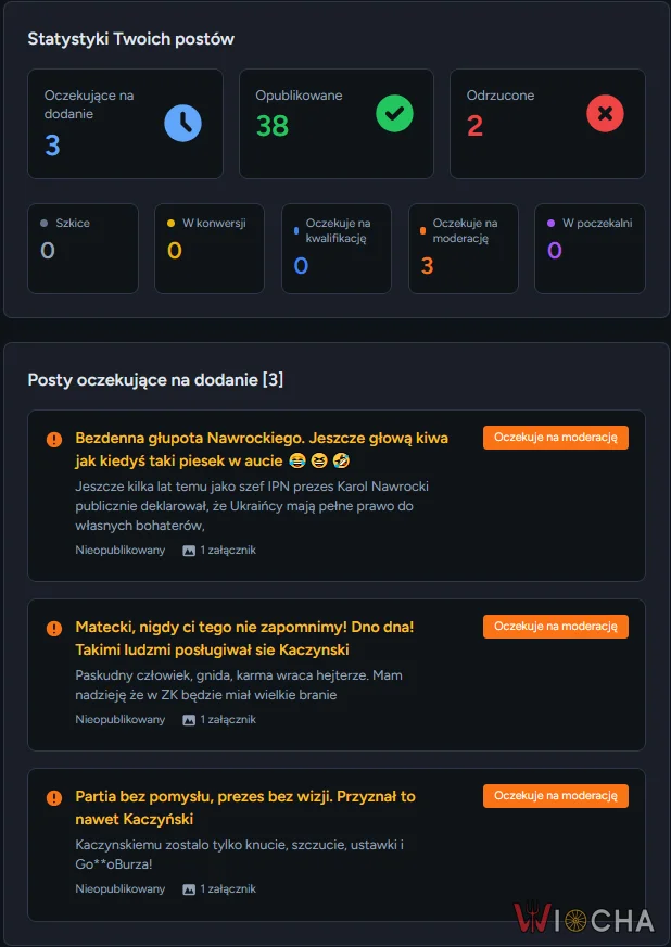 Tak admin blokuje moje wstawki, cenzura mocodawcow strony.