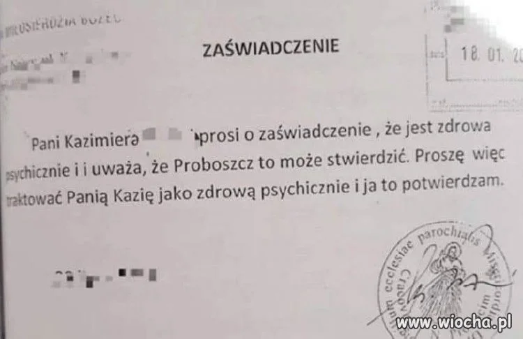 Pani Kazia jest zdrowa psychicznie