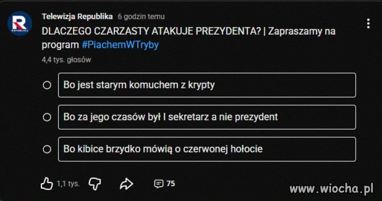 Ankieta Republiki na ich kanale w YT