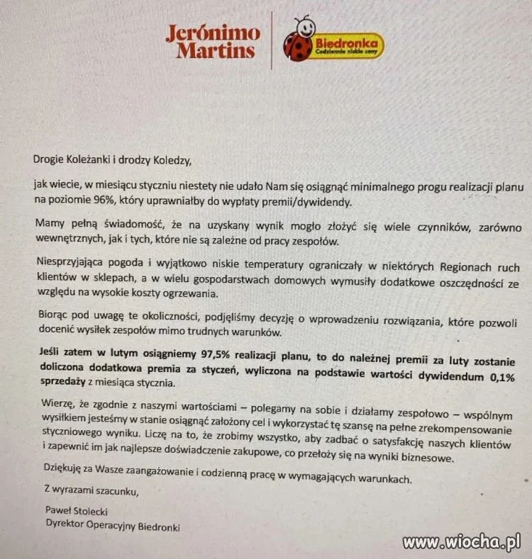 Biedronka ucięła premie pracownikom, bo w styczniu było zimno