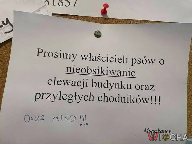 Prosimy właścicieli o nieobsikiwanie
