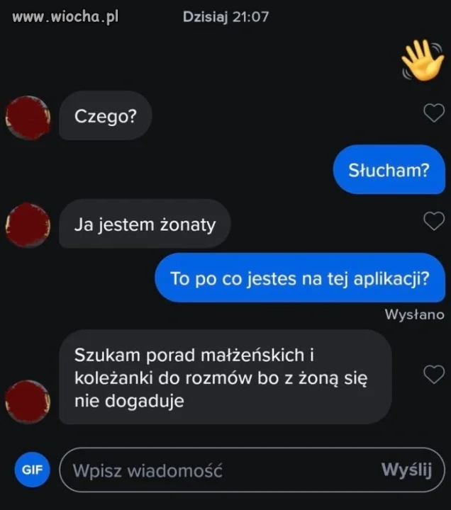 Szuka porad małżeńskich na Tinderze
