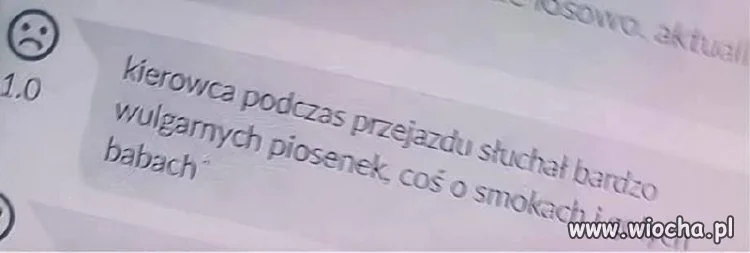 Kierowca słuchał nieprzyzwoitych piosenek