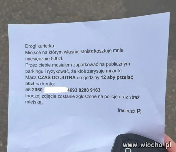Jak stanąl na prywatnym to niech placi