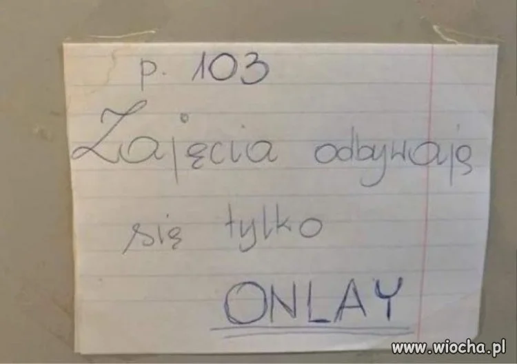 Zajęcia odbywają się tylko onlay