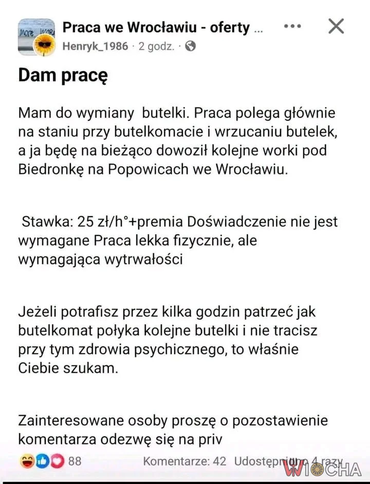 Praca przy butelkomacie, ciekawe ...