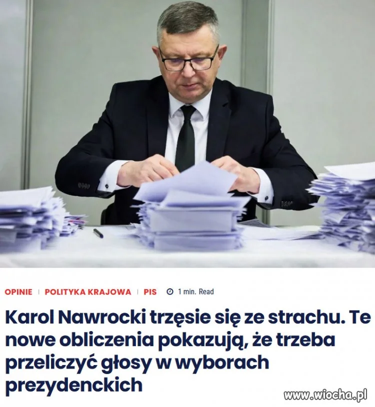 Uzurpator Nawrocki boi się panicznie przeliczenia głosów...