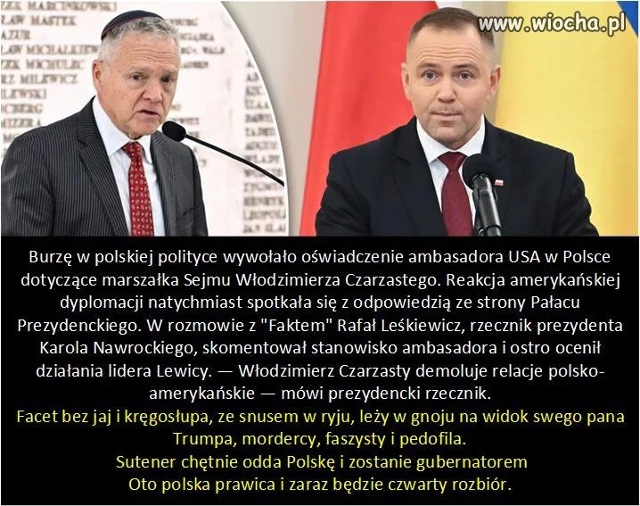 Pajac rezydencki na kolanach przez Trumpem.
