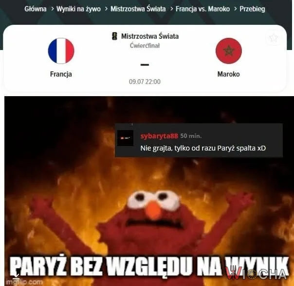 Wieża Eiffla skąpana w łunie pożarów musi robić wrażenie