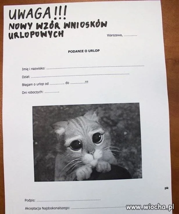 Nowy wzór wniosków urlopowych