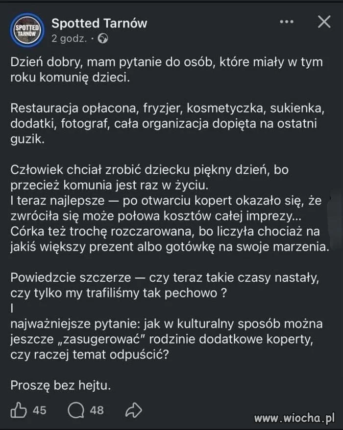 Komunia, komunia kto chce niech dzieci wysyła 