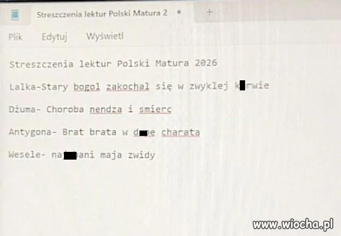 Streszczenia lektur