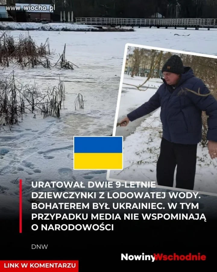 Ukrainiec ? Oleksandr Bolotow uratował dwie 9 letnie dziewczynki, pod którymi załamał się lód. 