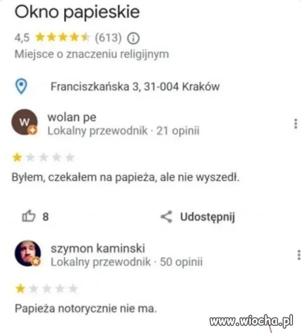 Okno papieskie i jego opinie