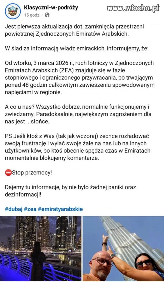 Rodacy w ZEA, dla których największym zagrożeniem jest... wpis na fb!