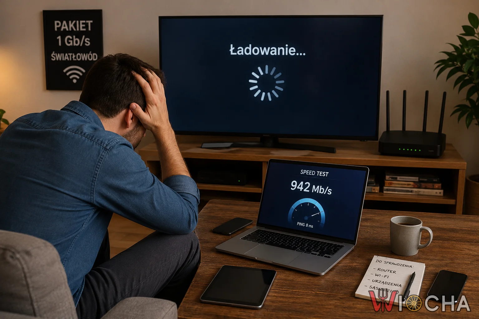 Światłowód 1 Gb/s, a film buforuje. Co naprawdę spowalnia Internet w domu?
