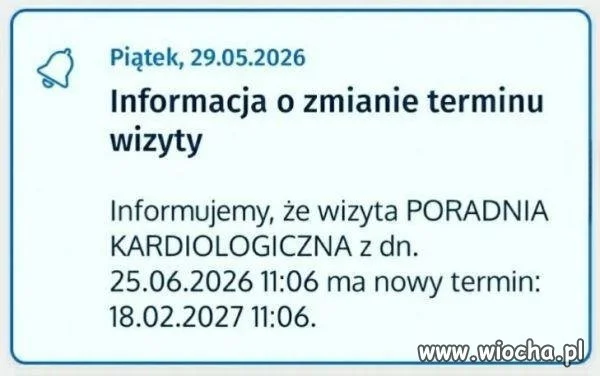 Informujemy, że wizyta ma nowy termin