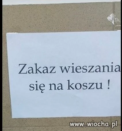 Zakaz wieszania się na koszu