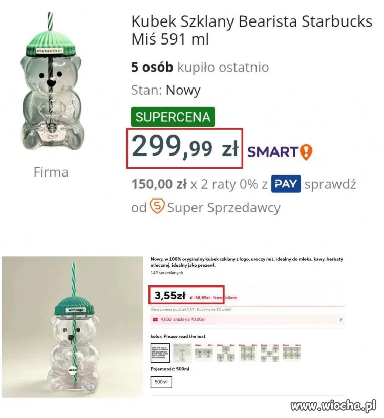Prawie 3 stówki za kubek to trochę dużo