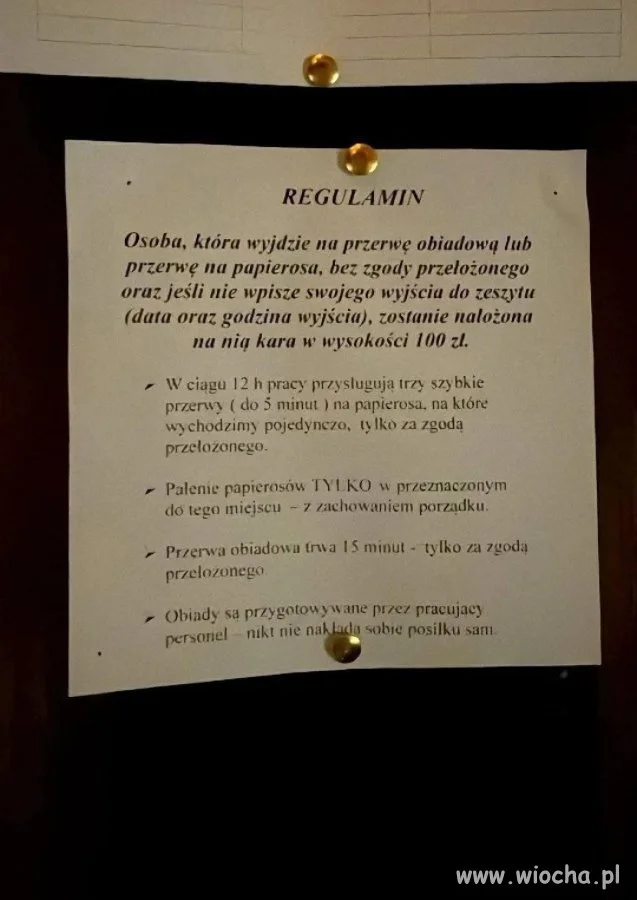 Regulamin w jednej z firm ("korpo")