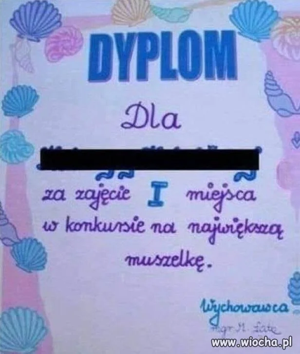 I miejsce w konkursie na największą muszelkę