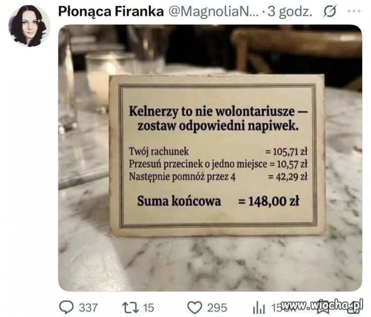Ponad 40 zł napiwku to przesada?