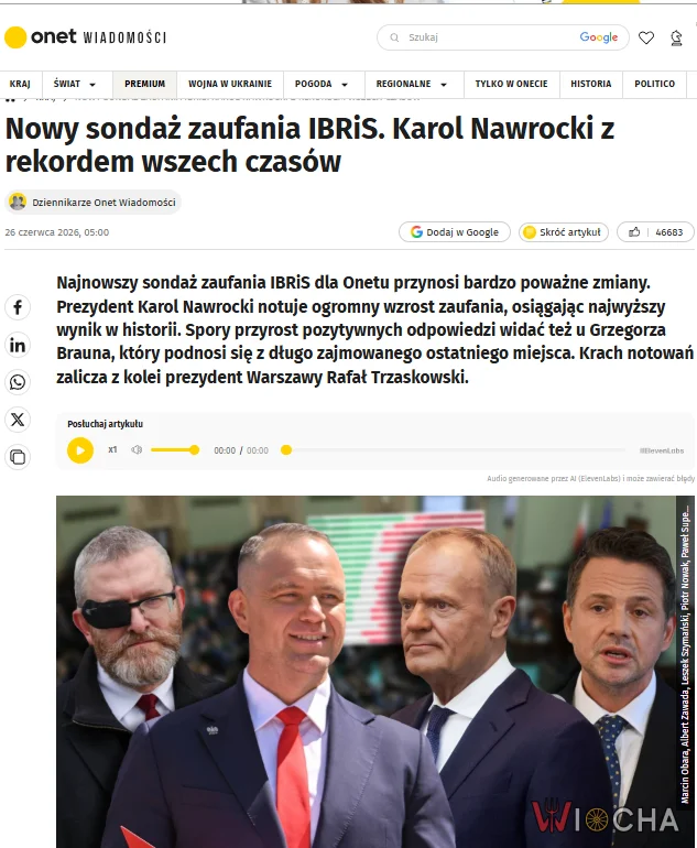 Rekordowe poparcie Polaków dla prezydenta Nawrockiego