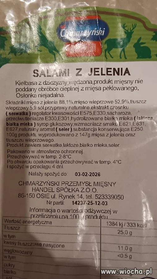 Power salami z jelenia (jeleniem)