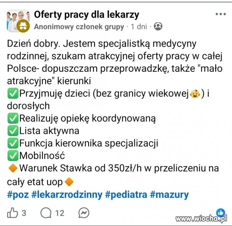 Lekarka *rodzinna* chce zarabiać... 58 tys zł MIESIĘCZNIE!