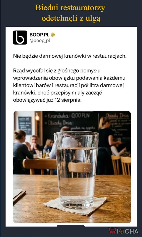 Za kotleta z ziemniakami i surówka zapłaciłem 45zl za wodę z kranu 11zl.