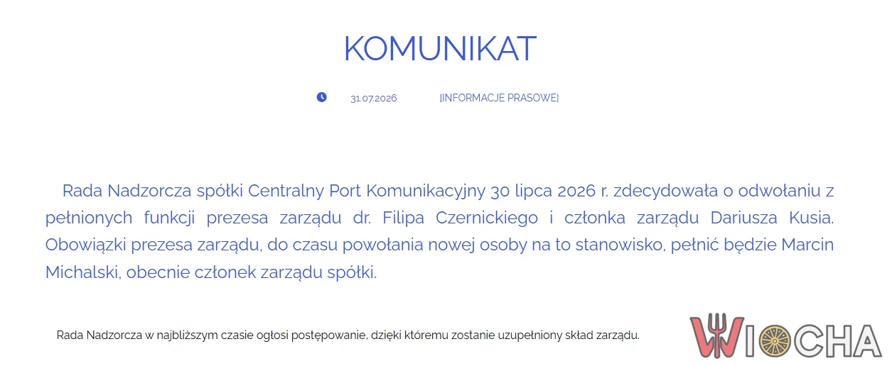 Trzęsienie ziemi w CPK. Filip Czernicki i Dariusz Kuś odwołani, stery przejął Marcin Michalski