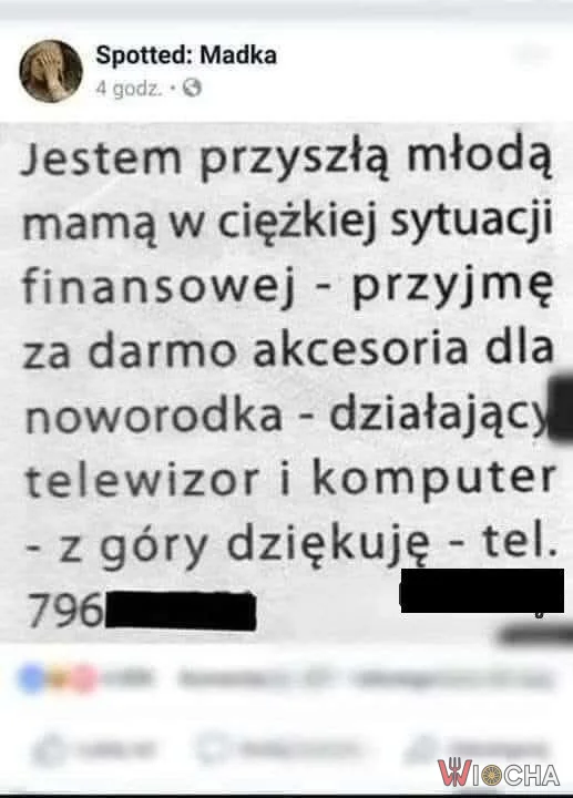 Młoda mama szuka telewizora