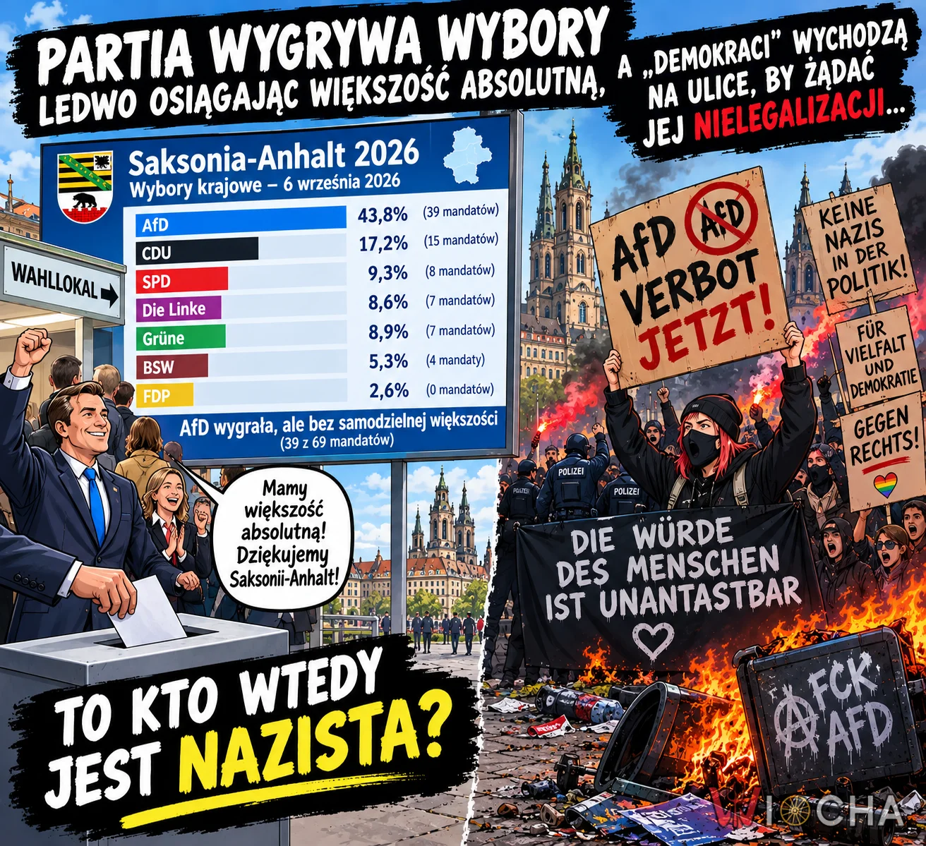 Partia wygrywa wybory, a „demokraci” wychodzą na ulice, żeby domagać się jej delegalizacji. 🤣