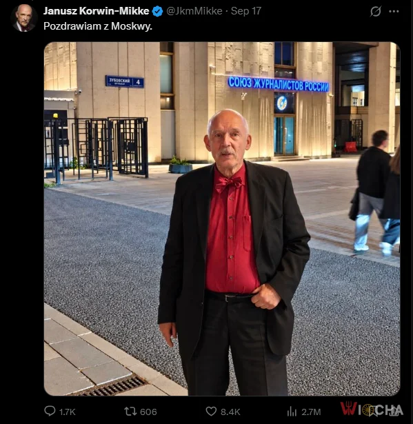 Korwin-Mikke pojechał do Moskwy 17 września. „Naprawdę ładne miasto”