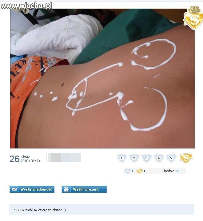 Najpopularniejszy "rysunek" kremem na plecach.