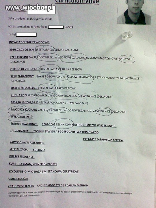 Ostatnie CV jakie otrzymałem