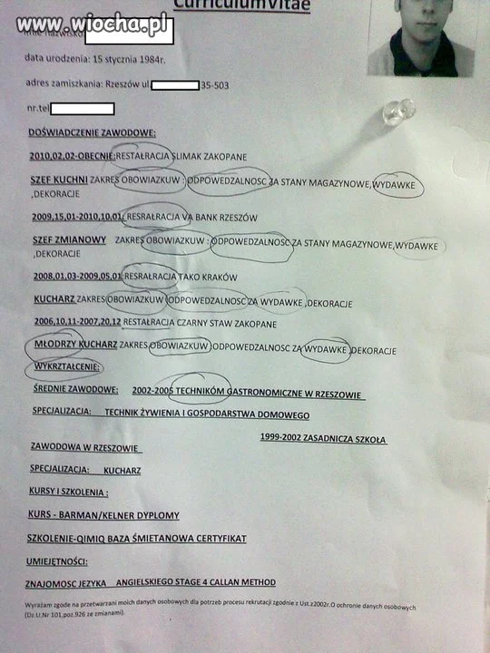 Ostatnie CV jakie otrzymałem
