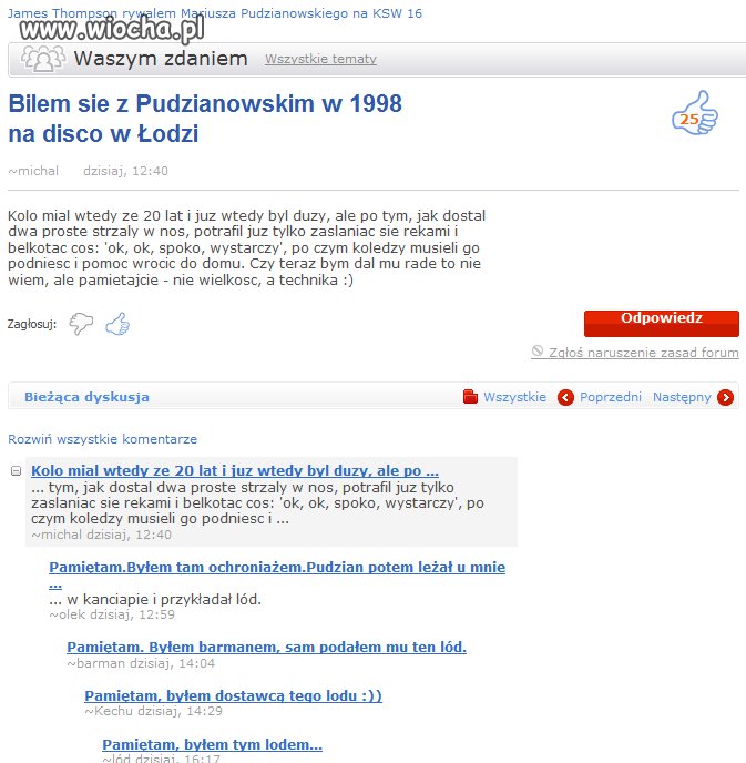 Miał wtedy ze 20 lat