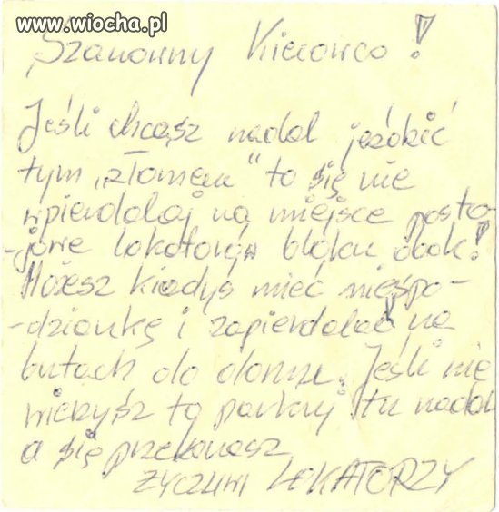Liścik od życzliwego lokatora