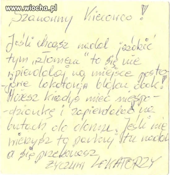 Liścik od życzliwego lokatora