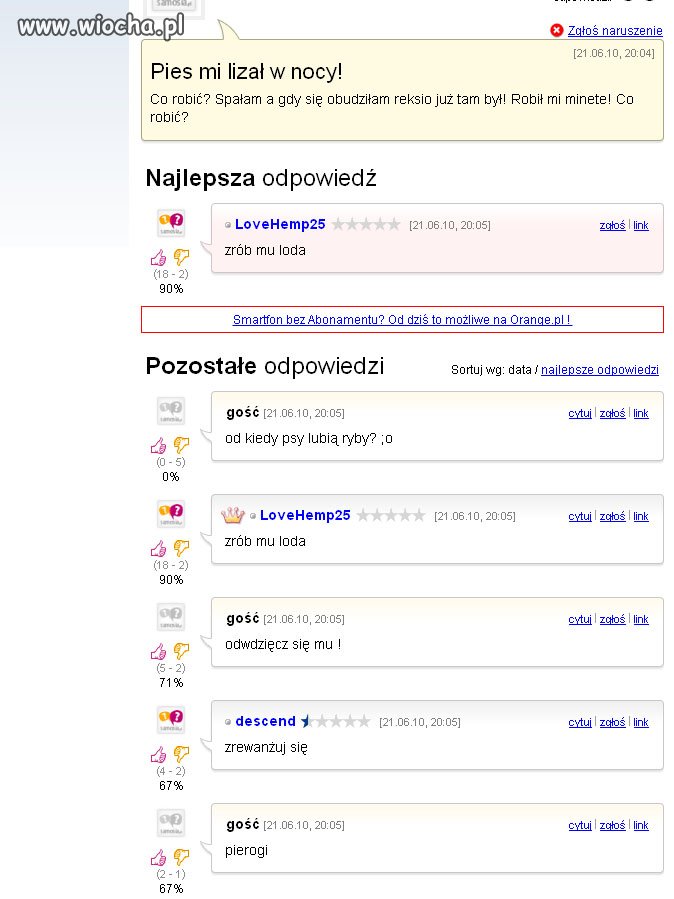 Pies jej lizał