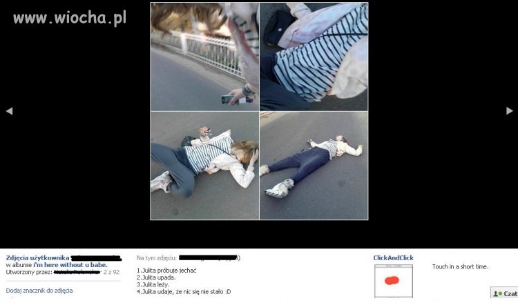 Julita próbuje jechać, julita upada, julita leży...