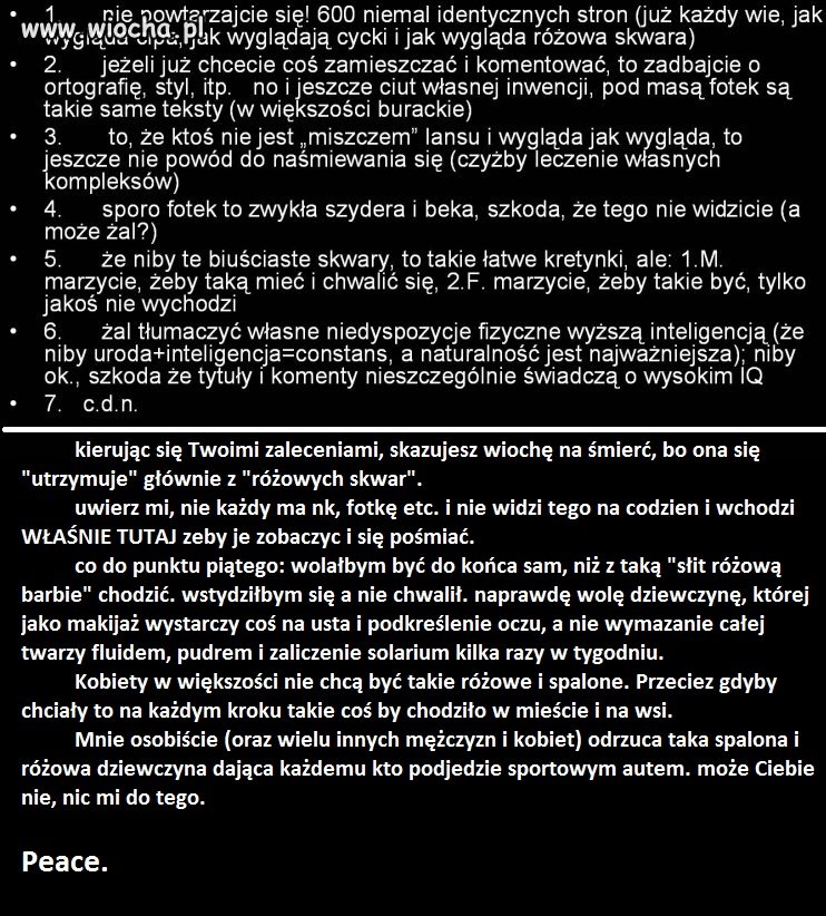 Odpowiedź na inną wiochę