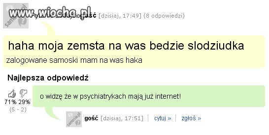 W psychiatrykach mają internet !