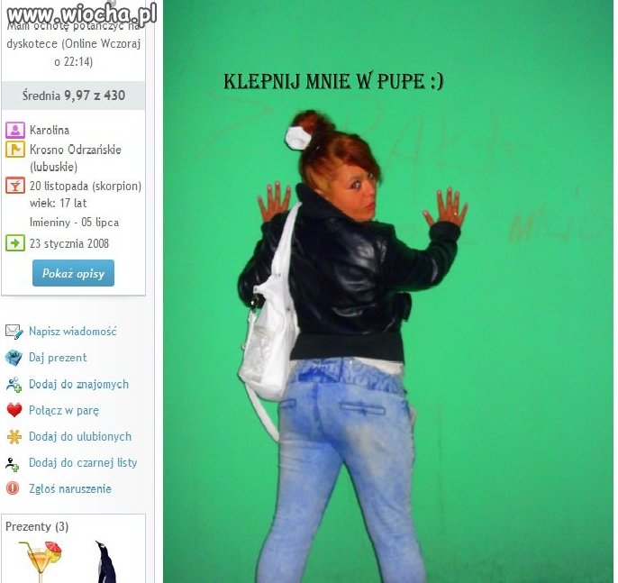 "Klepnij mnie w pupe :)"