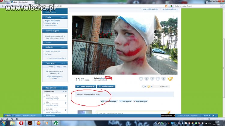 Opis pod zdj: Pierwszy wypadek na bmx 2011r
