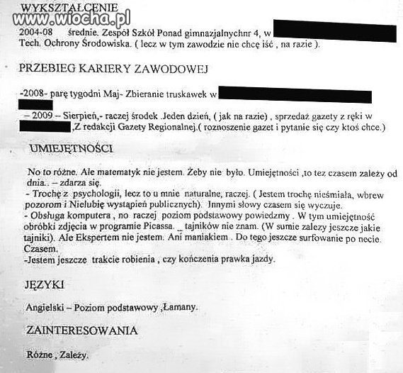 CV marzenie.